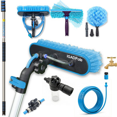 Igad Igadpole Washing Kit: Water-Fed Brush, Cobweb Duster, 10In Squeegee & Soap Dispenser 17Ft