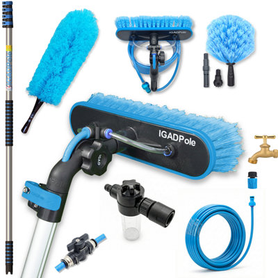 Igad Igadpole Washing Kit: Water-Fed Brush With Soap Dispenser, Cobweb Duster, With 4-Stage, 5-17Ft (5M)Pole 17Ft