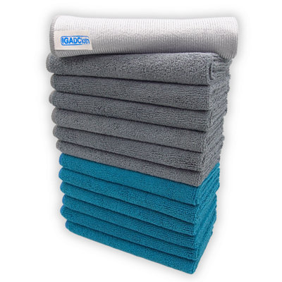 IGADCloth Set of 12 Microfiber cloths 40x40cm, 350gsm Grey and Blue Lagoon - Image 2