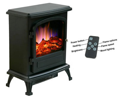 Endeavour Fires & Fireplaces Farlington Black Electric Stove from B&Q