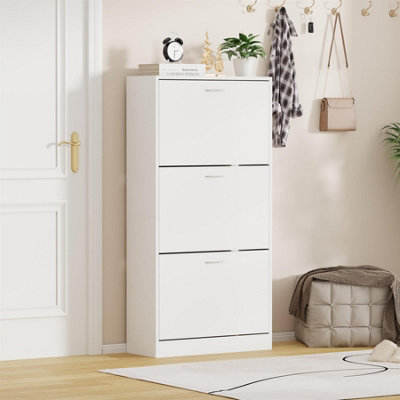 Avc Designs 3 Drawer Shoe Storage Cupboard Cabinet Organiser Footwear Rack Unit White from B&Q