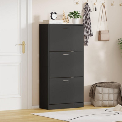Avc Designs 3 Drawer Shoe Storage Cupboard Cabinet Organiser Footwear Rack Unit Grey from B&Q