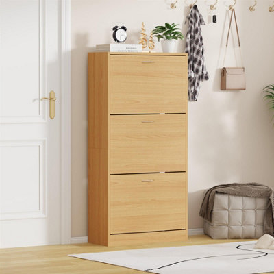 Avc Designs 3 Drawer Shoe Storage Cupboard Cabinet Organiser Footwear Rack Unit Pine from B&Q