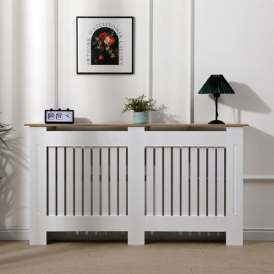 Avc Designs Kensington Radiator Cover Modern Mdf Wood White/oak Vertical Slat Living Room Bedroom Hallway Cabinet (Extra Large) from B&Q
