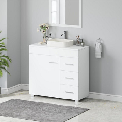 Avc Designs Bathroom Sink Cabinet Under Basin Unit Cupboard Storage Furniture With Storage Shelf White from B&Q