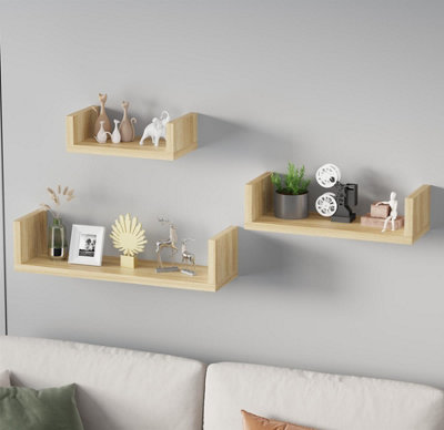  - Avc Designs Floating Shelves Set Of 3 Wall Mounted Decorative Wall Shelf For Living RoomBathroomKitchenOffice (Oak)
