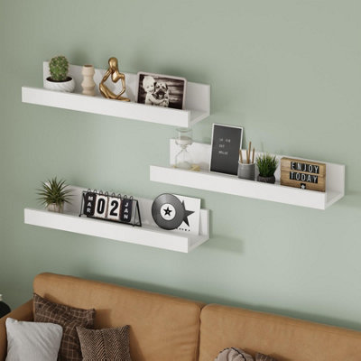  - Avc Designs Floating Shelf 60Cm Pack Of 3 Wall Mounted Decorative Storage Organiser Wall Shelf White
