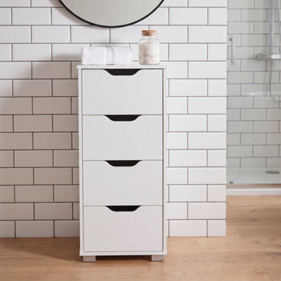 Bathroom Storage Cabinet With 4 Drawers Floor Freestanding Modern Style White - Image 2