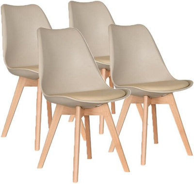 B&Q Avc Designs Set Of 4 Dining Chairs Designer Wooden Home Office Commercial (Brown)