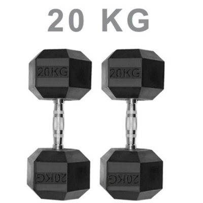 Dirty Pro Tools 20Kg Hex Dumbbell Pair Rubber-Coated Free Weights For Home Gym from B&Q