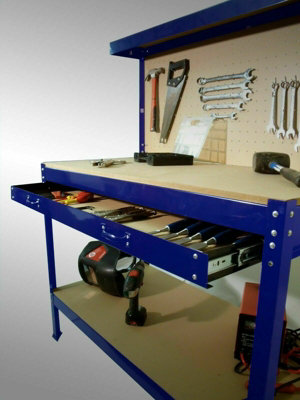Dirty Pro Tools Black Workbench Workstation Heavy Duty Metal Garage Workshop Pegboard Drawer Shelve