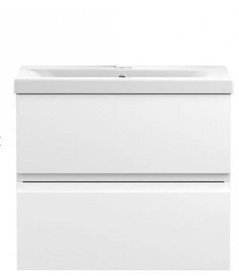 D Pro T Bathrooms 700Mm High Gloss Handleless Wall Hung Soft Close Vanity Unit With Ceramic Basin White