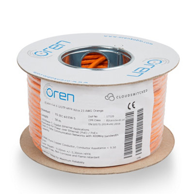 Oren Cat6 50M Ethernet Cable23 Awg Pure Copper Wire400 Mhz Bandwidth Utp Internet Lan Network CableHalogen Free from B&Q