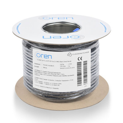 Oren Cat6 Outdoor Ethernet Cable 50MDirect Burial23 Awg Pure Copper Wire400 Mhz Bandwidth UtpLan Network Cable from B&Q