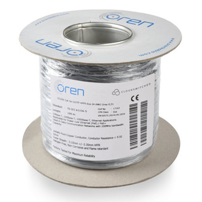 Oren Cat5E 100M Ethernet Cable24 Awg Pure Copper Wire200 Mhz Bandwidth Utp Internet Lan Network Cable from B&Q
