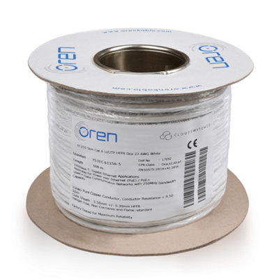 Oren Cat6 100M Ethernet Cable WhiteSlim23 Awg Pure Copper Wire250 Mhz Bandwidth Utp Internet Lan Network Cable from B&Q