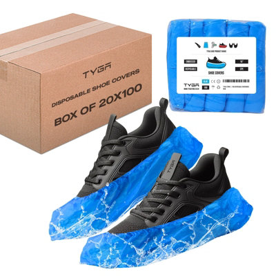 TYGA Store Tyga Disposable Shoe CoversCpe PlasticAnti SlipDust ProofWaterproof OvershoesBlue (Pack Of 2000 (20 X 100)) from B&Q
