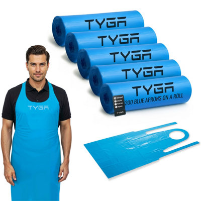 TYGA Store Tyga Disposable Aprons On A RollEasy Dispense Apron For MedicalCleaningPaintingHairdressers & ChefsPpe Blue (1000) from B&Q