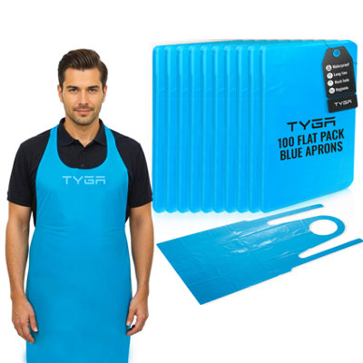 TYGA Store Tyga Disposable Polythene ApronsPpe Aprons DisposableSingle Use Throw Away Waterproof Aprons For AdultsBlue Flat Pack (1000) from B&Q
