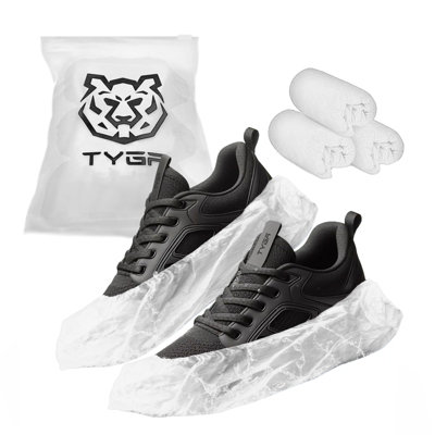 TYGA Store Tyga Disposable Shoe CoversCpe PlasticAnti SlipDust ProofWaterproof OvershoesWhite (Pack Of 30) from B&Q