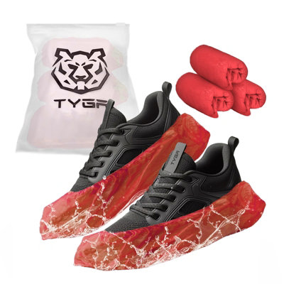 TYGA Store Tyga Disposable Shoe CoversCpe PlasticAnti SlipDust ProofWaterproof OvershoesRed (Pack Of 30) from B&Q