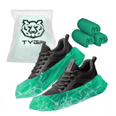 TYGA Store Tyga Disposable Shoe CoversCpe PlasticAnti SlipDust ProofWaterproof Overshoes. Green (Pack Of 30) from B&Q