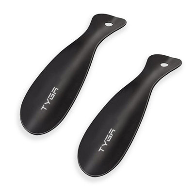 TYGA Store Tyga Metal Shoe HornShort 19Cm Shoehorn Lazy Shoe HelperSmall Shoe Horns With HookFor MenWomen And KidsBlack (Pack Of 2) from B&Q