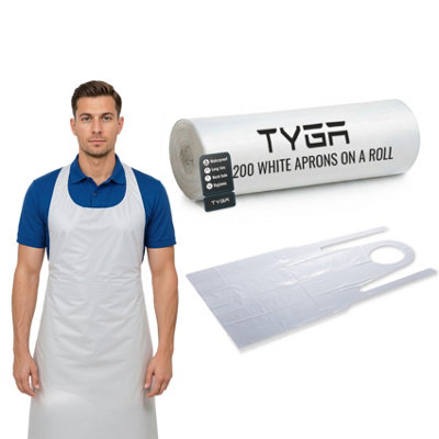 TYGA Store Tyga Disposable Aprons On A RollEasy Dispense Apron For MedicalCleaningPaintingHairdressers & ChefsPpe White (200) from B&Q