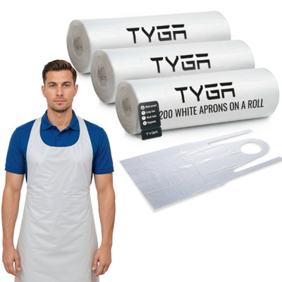 TYGA Store Tyga Disposable Aprons On A RollEasy Dispense Apron For MedicalCleaningPaintingHairdressers & ChefsPpe White (600) from B&Q