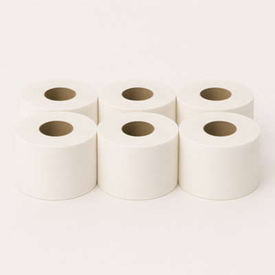 TYGA Store Tyga 12 Mini Jumbo Toilet Rolls White 2 Ply 95mm X 150M Standard Core Perforated from B&Q