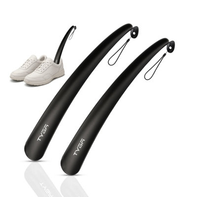 B&Q -  Tyga Shoe HornLong HandledSnap-Proof Flexible Plastic (17In43Cm) BlackPack Of 2