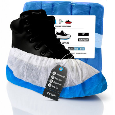 TYGA Store Tyga Heavy Duty OvershoesReusableLong-Lasting Cpe/pp (BlueWhite) (Pack Of 400) from B&Q