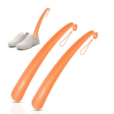 B&Q -  Tyga Shoe HornLong HandledSnap-Proof Flexible Plastic (17In43Cm) OrangePack Of 2