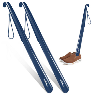 TYGA Store Tyga Shoe Horn Extra Long Handled 23 Inches58CmComfortableElongatedBlue (Pack Of 2) from B&Q