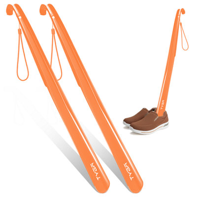 TYGA Store Tyga Shoe Horn Extra Long Handled 23 Inches58CmComfortableElongatedOrange (Pack Of 2) from B&Q