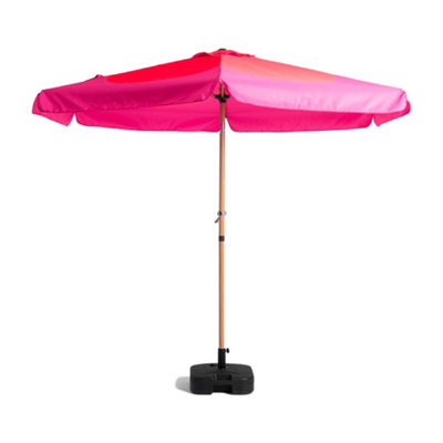 Hayward 2.7M Garden Parasol With Base & CoverPink Floral Uv50 Tilt Patio Umbrella With Aluminium Pole from B&Q