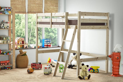 Strictly Beds And Bunks Oscar Heavy Duty Pine High Sleeper Bunk Bed3Ft Single from B&Q