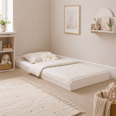 Strictly Beds And Bunks Leon Montessori Pine Low Floor Bed FrameWhite,3Ft Single from B&Q