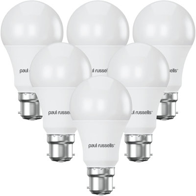 Paul Russells White A60 Led Gls B22 Bulb, 13W 100W Eq, 1521Lm, 4000K Cool Frosted, Non-Dimmable, 6 Pack Size 13