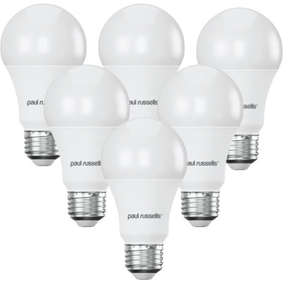 Paul Russells White A60 Led Gls E27 Bulb, 13W 100W Eq, 1521Lm, 4000K Cool Frosted, Non-Dimmable, 6 Pack Size 13