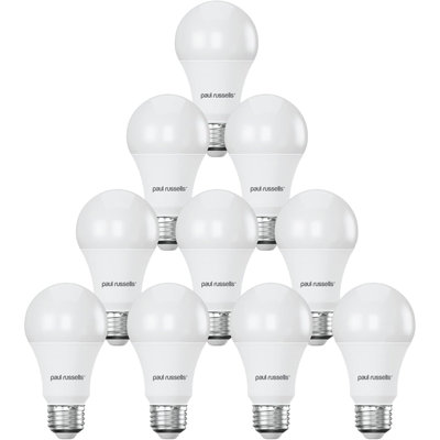 Paul Russells A60 Led Gls E27 Bulb13W 100W Eq1521Lm4000K Cool WhiteFrostedNon-Dimmable10 Pack from B&Q
