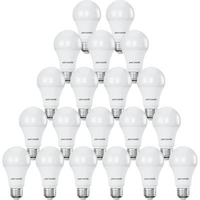 Paul Russells White A60 Led Gls E27 Bulb, 13W 100W Eq, 1521Lm, 4000K Cool Frosted, Non-Dimmable, 20 Pack Size 13