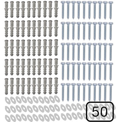 Inbrackets Heavy Duty M8X50mm Masonry Wall Screws With Plugs And Washers For Tv Bracket Satellite Dish And Shelf Mount Pack Of 50 from B&Q