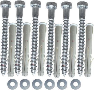 Inbrackets Heavy Duty M8X80mm Masonry Wall Screws With Plugs And Washers For Tv Bracket Satellite Dish And Shelf Mount Pack Of 6 from B&Q