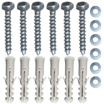 Inbrackets Heavy Duty M8X50mm Masonry Wall Screws With Plugs And Washers For Tv Bracket Satellite Dish And Shelf Mount Pack Of 6 from B&Q