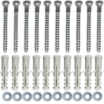 Inbrackets Value M8 X 60mm Masonry Brick Wall Fixing Screw Bolts With Plugs & Washers For Aerial Satellite Sky Dish Tv Pack Of Ten from B&Q