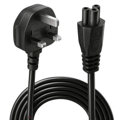 Inbrackets C5 Uk Clover Leaf 3 Prong Laptop Power Lead Cord Cable 1.8M