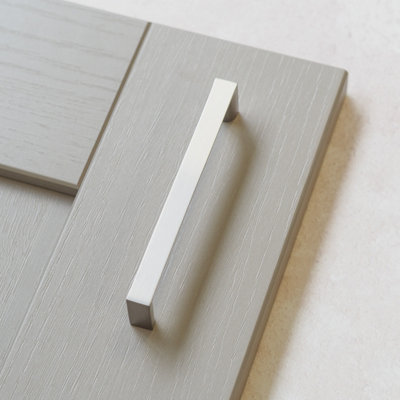 128mm Brushed Nickel Square D Handle from B&Q