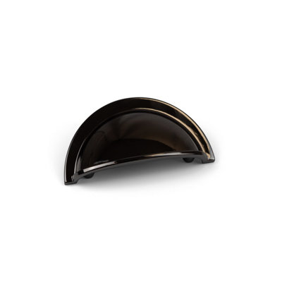 - 64mm Black Nickel Cabinet Cup Handle Dark Gloss Kitchen Cupboard Door Drawer Pull Bedroom Bathroom Furniture