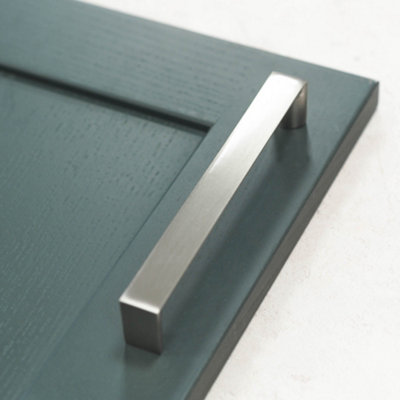 B&Q Grey 160Mm Brushed Nickel Cabinet Handle Square Cupboard Door Drawer Pull Wardrobe Furniture Replacement Upcycle